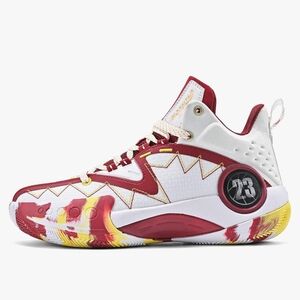 Ashion Youth Basketball Red Yellow High-Top Sneakers